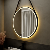 Specchio led Ã˜ 60 cm nero opaco retroilluminato luce calda/fredda con sensore touch-screen