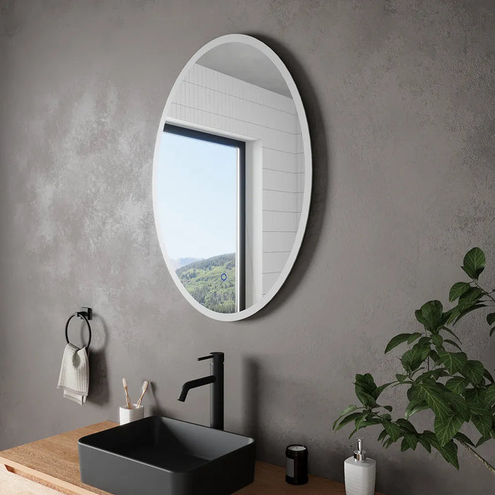 Specchio led ovale 60x80 cm touch screen luce calda/fredda | Leaf