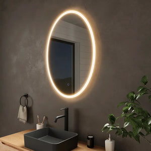 Specchio led ovale 60x80 cm touch screen luce calda/fredda | Leaf