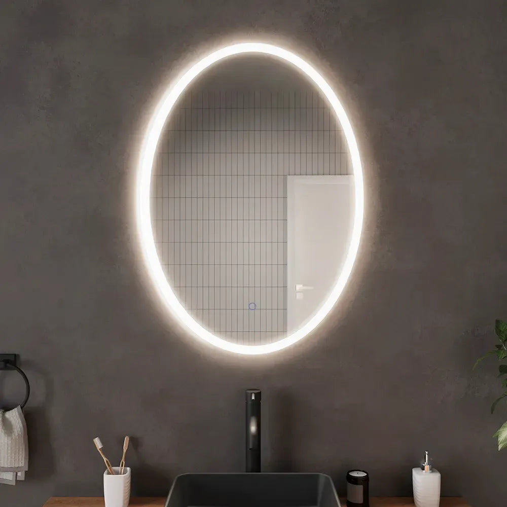 Specchio led ovale 60x80 cm touch screen luce calda/fredda | Leaf