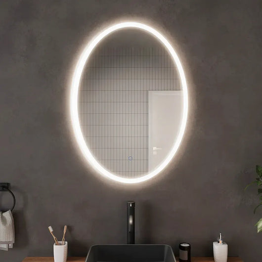Specchio led ovale 60x80 cm touch screen luce calda/fredda | Leaf