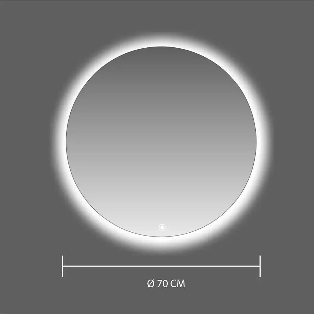 Specchio led tondo Ã˜ 70 cm 3 mm retroilluminato luce fredda con sensore touch-screen | Alcor