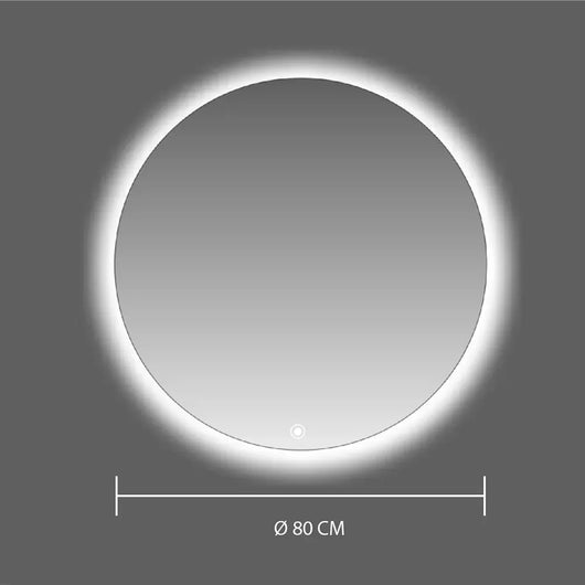 Specchio led tondo Ã˜ 80 cm 3 mm retroilluminato luce fredda con sensore touch-screen | Alcor