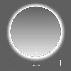 Specchio led tondo Ã˜ 90 cm 3 mm retroilluminato luce fredda con sensore touch-screen | Alcor