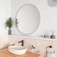 Specchio led tondo Ø 80 cm cornice bianco opaco touch screen luce calda/fredda