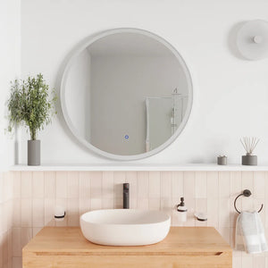 Specchio led tondo Ã˜ 60 cm cornice bianco opaco touch screen luce calda/fredda