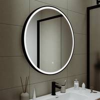 Specchio led tondo Ã˜ 60 cm con cornice nero opaco e sensore touch-screen