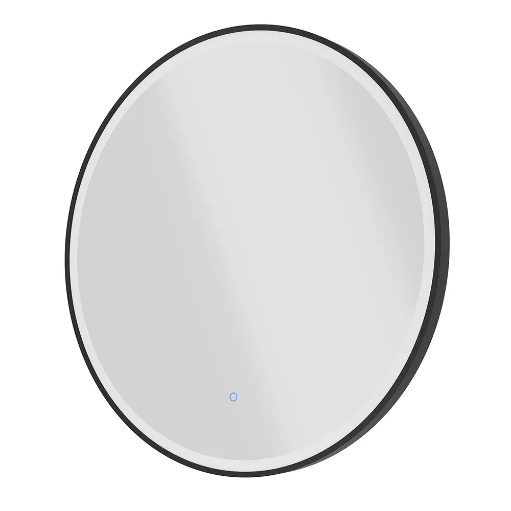 Specchio led tondo Ã˜ 80 cm con cornice nero opaco e sensore touch-screen