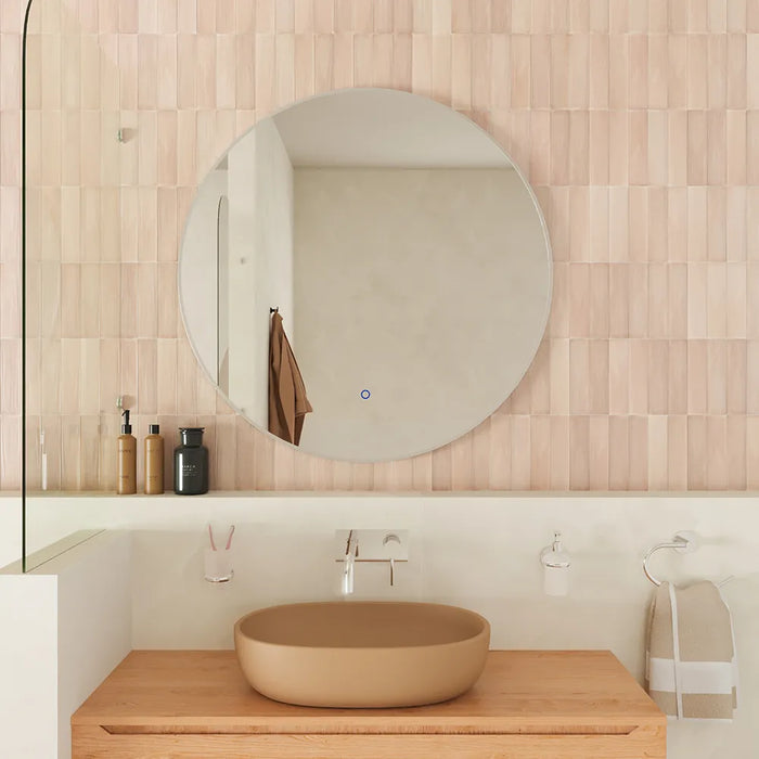 Specchio led tondo Ã˜ 60 cm cornice bianco opaco retroilluminato touch screen luce calda/fredda