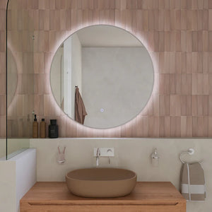 Specchio led tondo Ã˜ 60 cm cornice bianco opaco retroilluminato touch screen luce calda/fredda