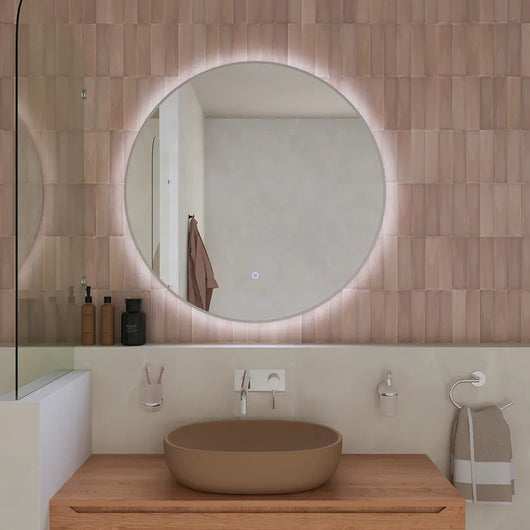 Specchio led tondo Ã˜ 80  cm cornice bianco opaco retroilluminato touch screen luce calda/fredda