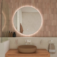 Specchio led tondo Ã˜ 60 cm cornice bianco opaco retroilluminato touch screen luce calda/fredda