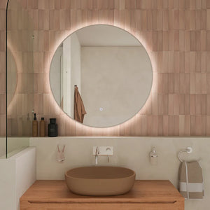 Specchio led tondo Ã˜ 60 cm cornice bianco opaco retroilluminato touch screen luce calda/fredda
