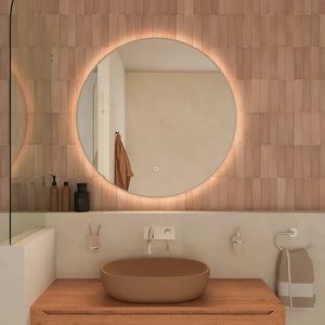 Specchio led tondo Ã˜ 80  cm cornice bianco opaco retroilluminato touch screen luce calda/fredda