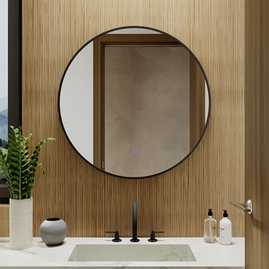 Specchio led tondo Ã˜ 100 cm con cornice nero opaco retroilluminato sensore touch-screen