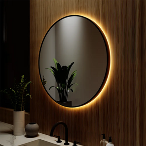 Specchio led tondo Ã˜ 100 cm con cornice nero opaco retroilluminato sensore touch-screen