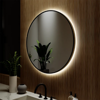 Specchio led tondo Ã˜ 100 cm con cornice nero opaco retroilluminato sensore touch-screen