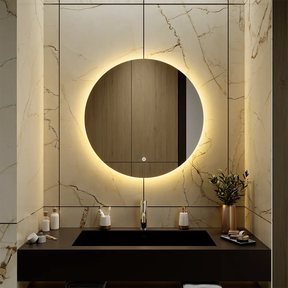 Specchio led tondo Ã˜ 70 cm retroilluminato luce calda/fredda/neutra con sensore touch-screen