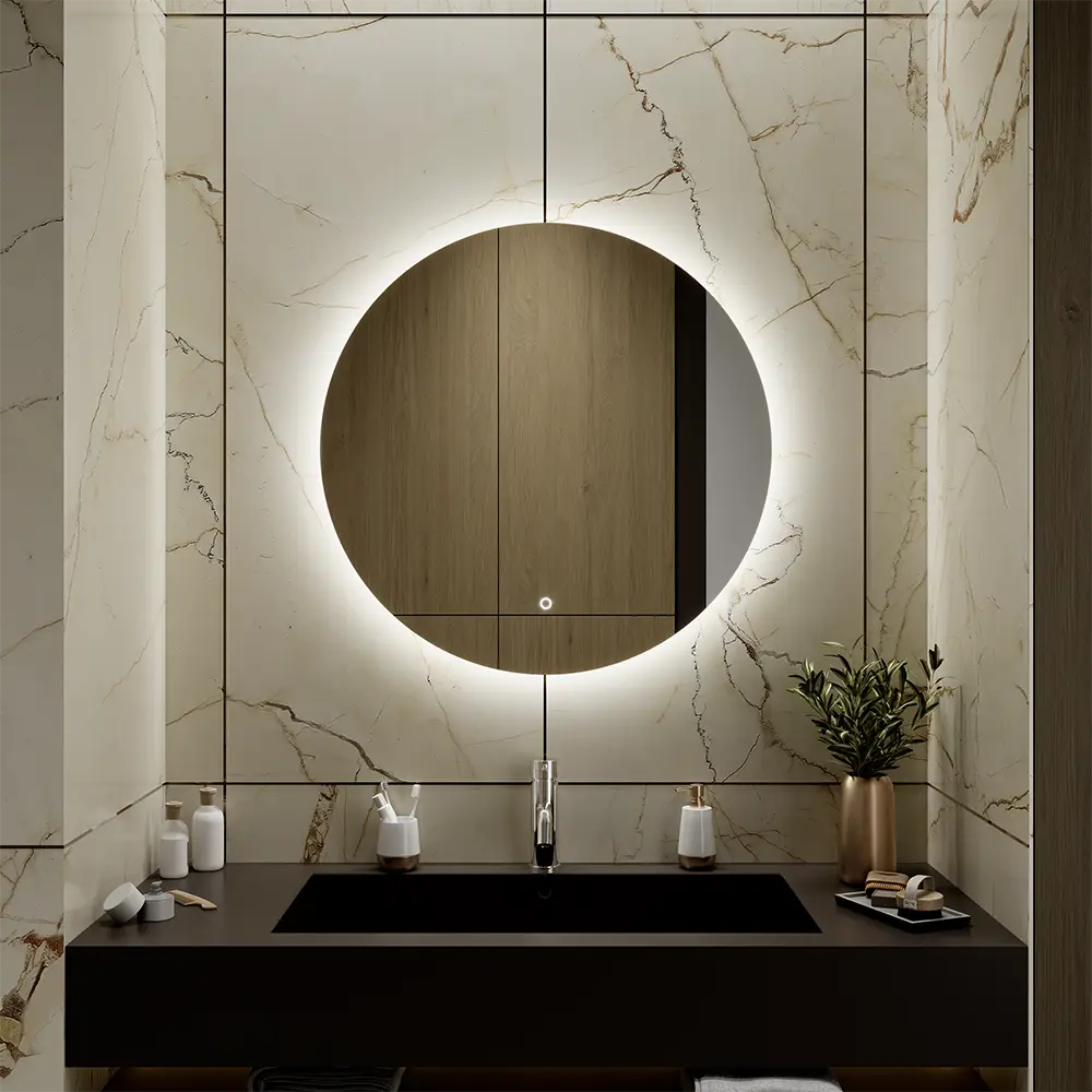 Specchio led tondo Ã˜ 70 cm retroilluminato luce calda/fredda/neutra con sensore touch-screen