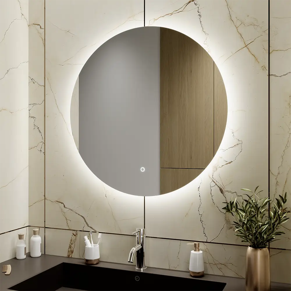 Specchio led tondo Ã˜ 80 cm retroilluminato luce calda/fredda/neutra con sensore touch-screen