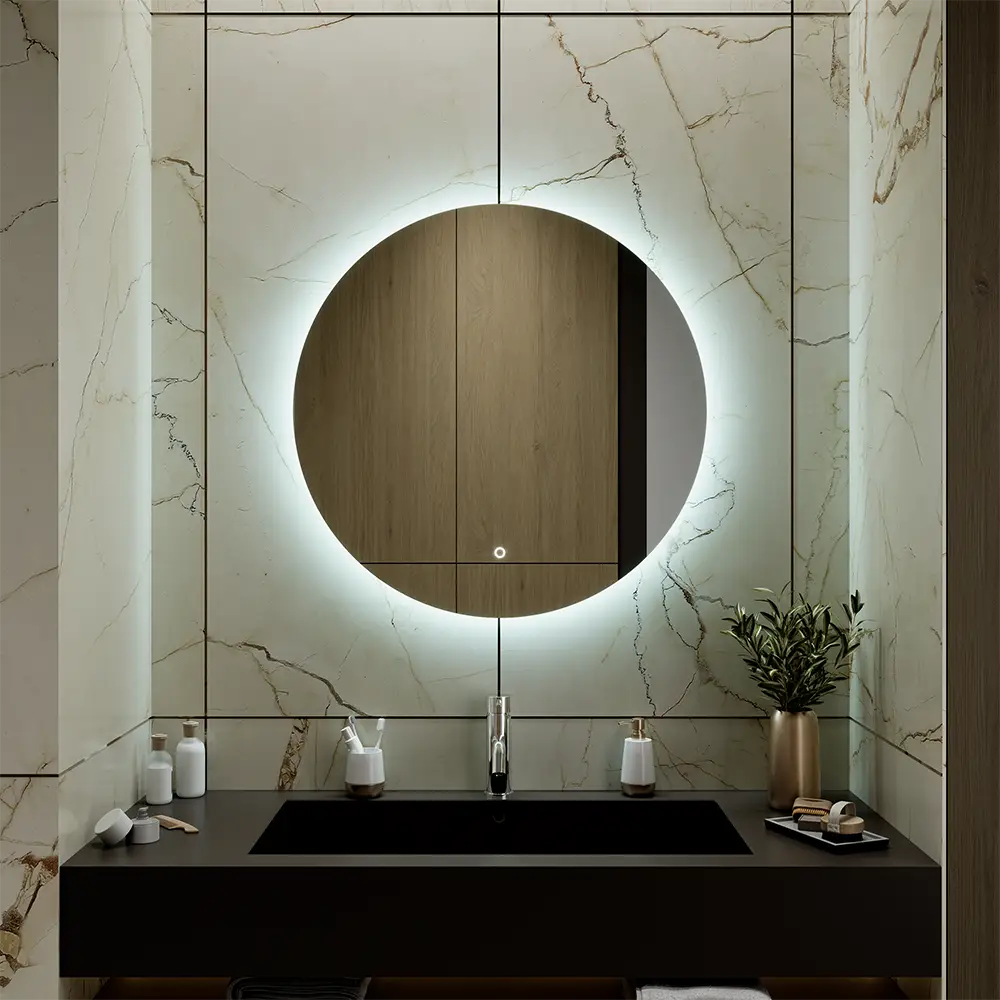 Specchio led tondo Ã˜ 70 cm retroilluminato luce calda/fredda/neutra con sensore touch-screen
