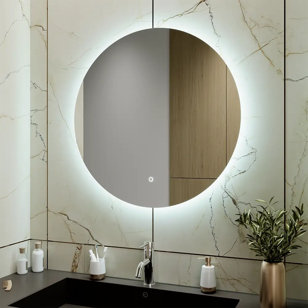 Specchio led tondo Ã˜ 80 cm retroilluminato luce calda/fredda/neutra con sensore touch-screen