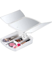 Specchio Make Up Con Luci A Led E Cassetti Per Trucco Regolabile Pieghevole Away         