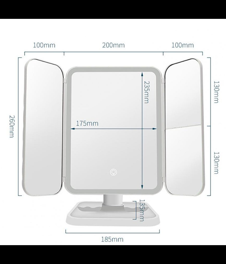 Specchio Make Up Illuminato Con Luci Led Specchi Regolabili Trucco Ricaricabile         