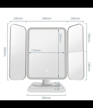 Specchio Make Up Illuminato Con Luci Led Specchi Regolabili Trucco Ricaricabile         