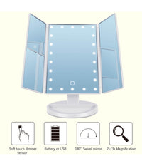 Specchio Orientabile 360 Gradi Touch Screen Tavolo 2 Ingrandimenti Bagno Make Up         