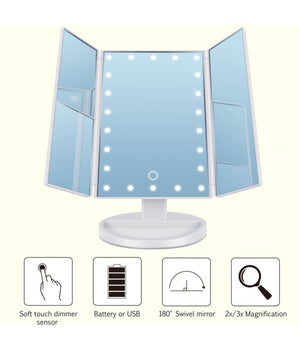 Specchio Orientabile 360 Gradi Touch Screen Tavolo 2 Ingrandimenti Bagno Make Up         