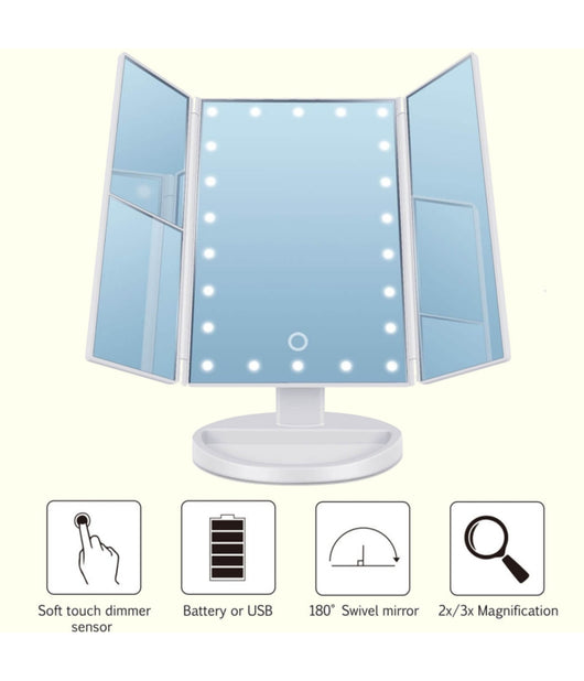 Specchio Orientabile 360 Gradi Touch Screen Tavolo 2 Ingrandimenti Bagno Make Up         