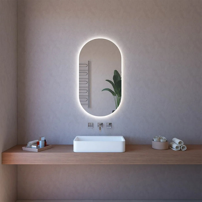 Specchio ovale LED 62x110 illuminazione perimetrale e installazione reversibile