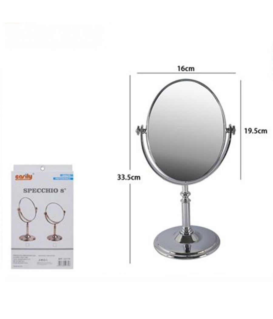 Specchio Ovale Tavolo Makeup Trucco Girevole Accessorio Bagno Donna 33.5cm 52770         