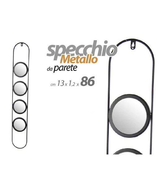 Specchio Parete Metallo 4 Posti Nero Bagno Salotto Decorativo 13x1,2x86cm 818851         