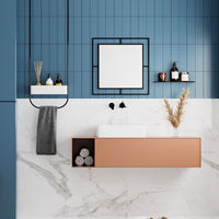 Specchio quadrato Corner con doppia cornice in metallo nero