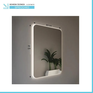 Specchio reversibile 70x80 illuminazione perimetrale LED e spessore 4 mm