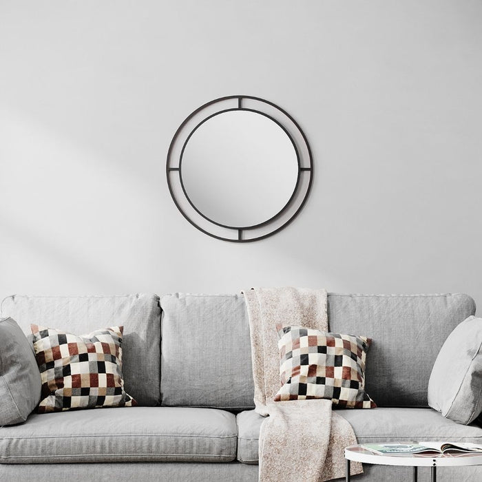 Specchio rotondo con doppia cornice Bubble in metallo colore nero