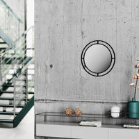 Specchio rotondo con doppia cornice Bubble in metallo colore nero