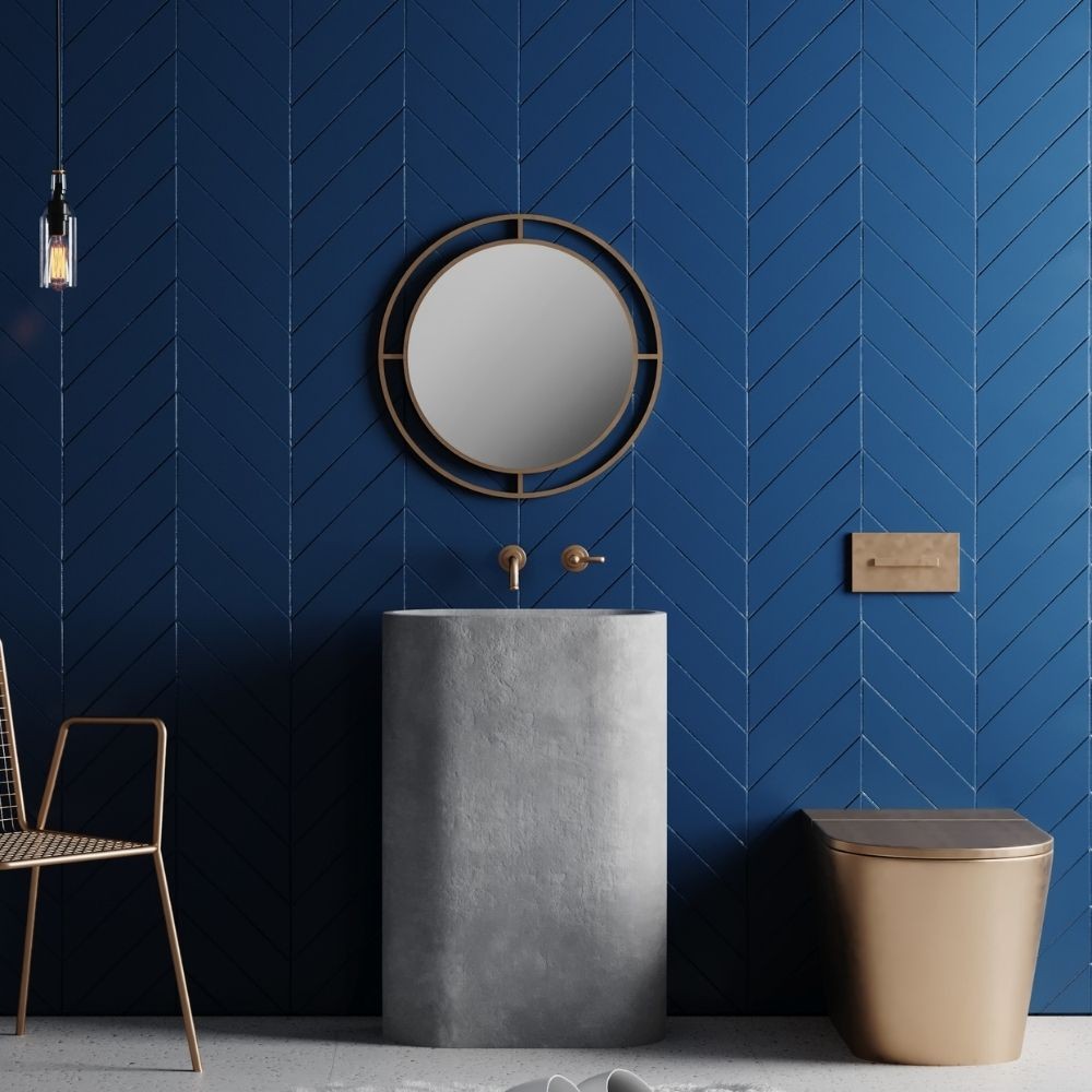 Specchio rotondo con doppia cornice Bubble in metallo colore oro