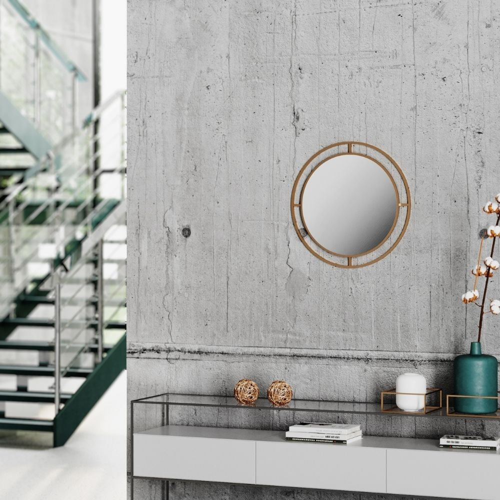 Specchio rotondo con doppia cornice Bubble in metallo colore oro