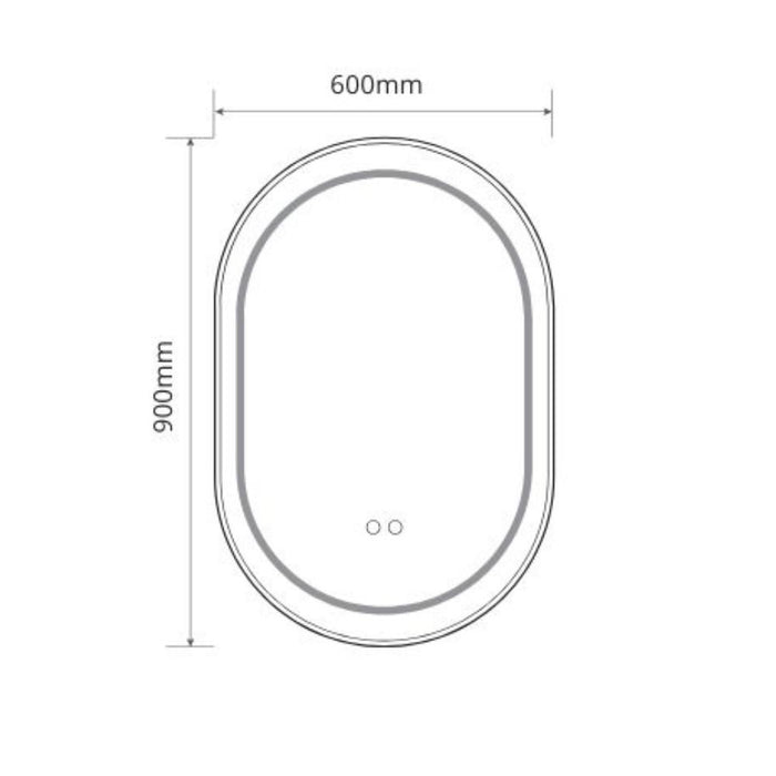 Specchio smart ovale anti-appannamento YJ-2004BL 90x60 con cornice nera in acciaio Inox satinato