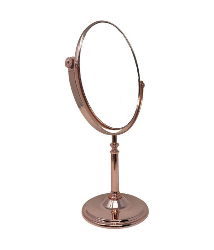 Specchio Tavolo Cosmetico Ovale Con Zoom Girevole Oro Rosa 19.5x16x33.5 Cm 69417         