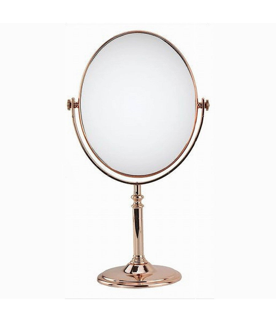 Specchio Tavolo Make Up Trucco Accessorio Bagno Oro Rosa Donna 28 Cm Ovale 69416         