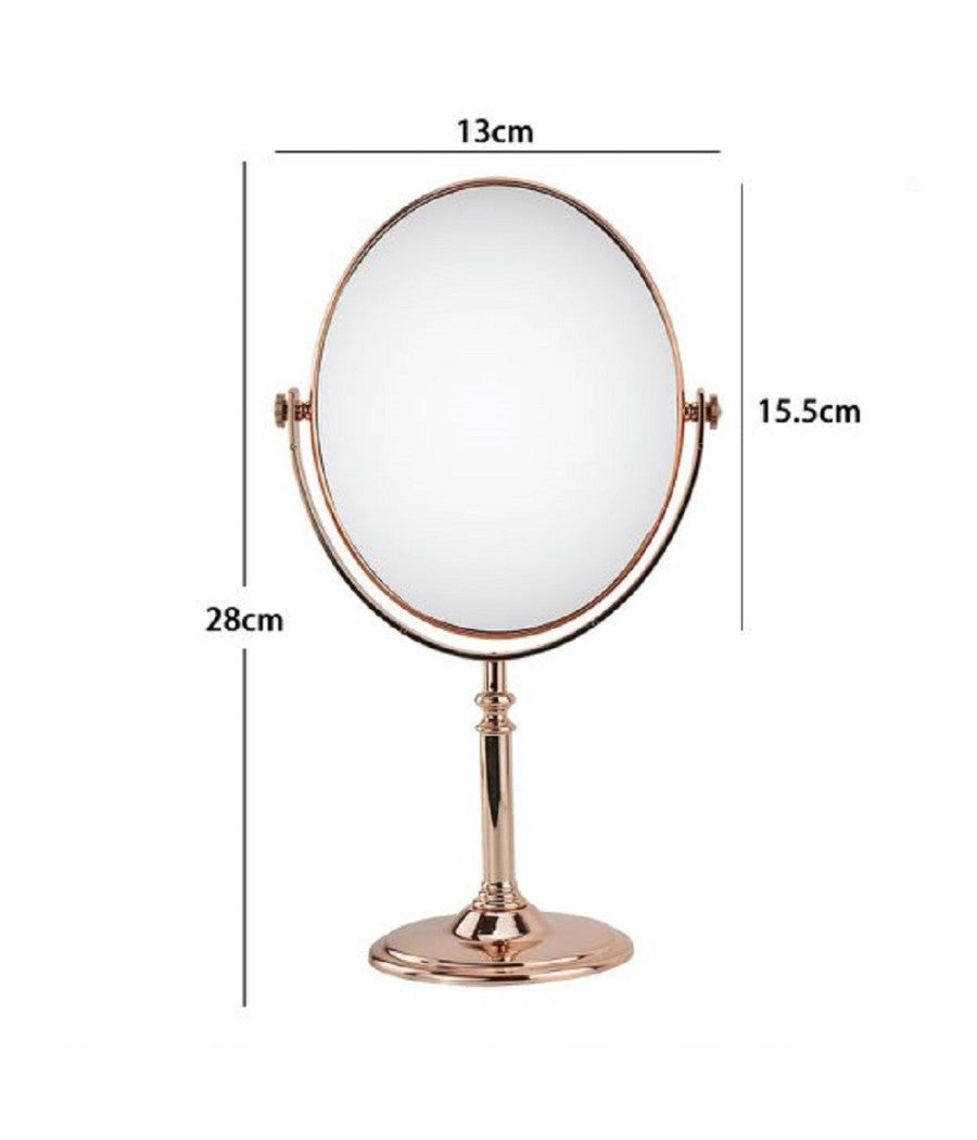 Specchio Tavolo Make Up Trucco Accessorio Bagno Oro Rosa Donna 28 Cm Ovale 69416         