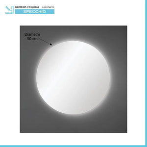 Specchio tondo 90 cm a filo lucido con illuminazione perimetrale a LED