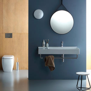 Specchio tondo appeso con cintura in pelle nera o cuoio CAPO 60 cm Regos