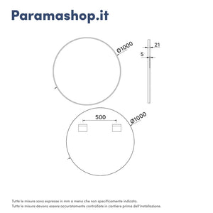 Specchio tondo Ã˜ 100 cm con cornice bianco opaco