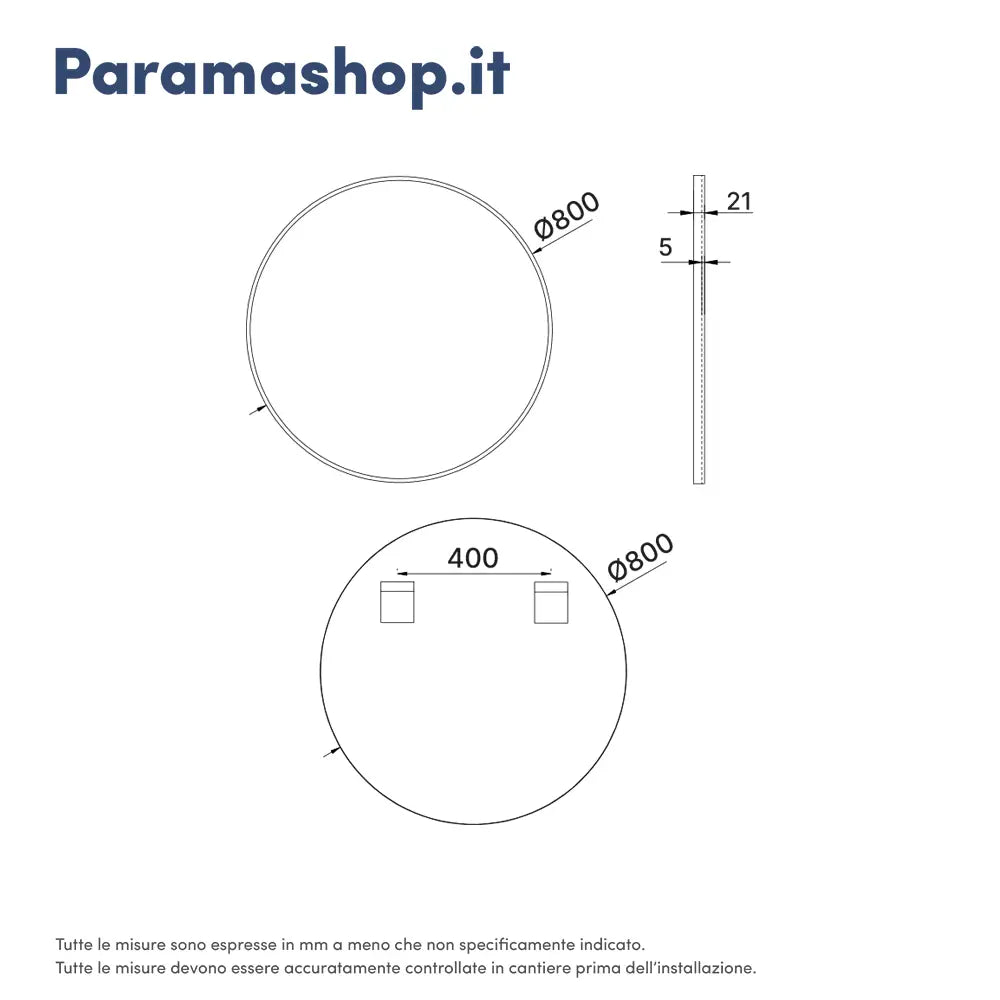 Specchio tondo Ã˜ 80 cm con cornice dorata