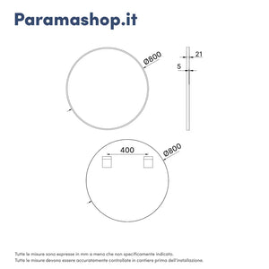 Specchio tondo Ã˜ 80 cm con cornice nero opaco